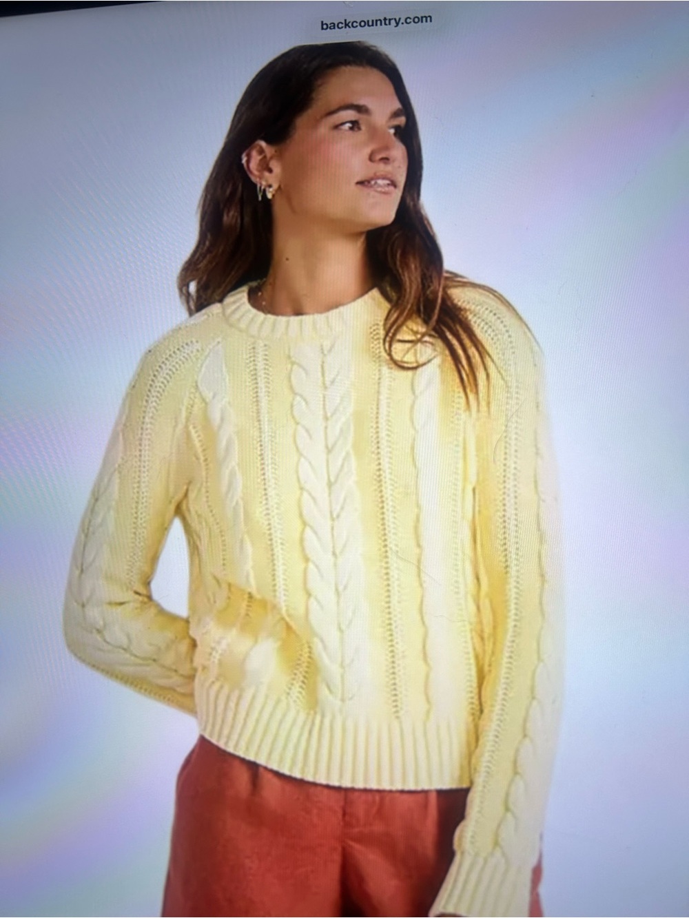 Pendleton Pale Yellow Cable Knit Crewneck Sweater